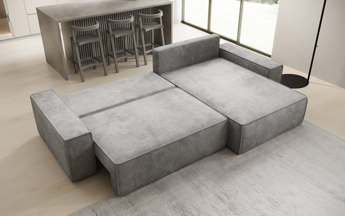 Designer sofa Lunaro with sleep and folding function in Corduroy