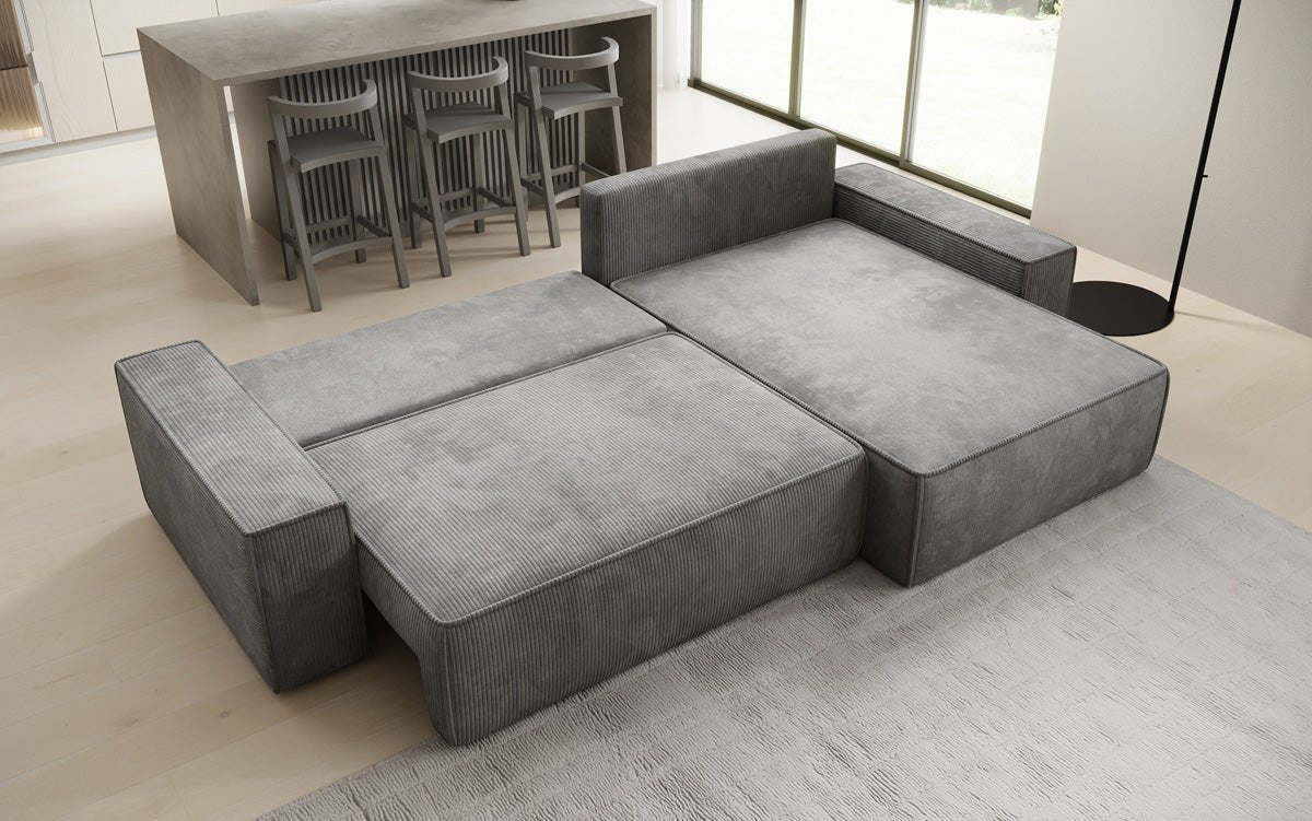 Designer sofa Lunaro with sleep and folding function in Corduroy