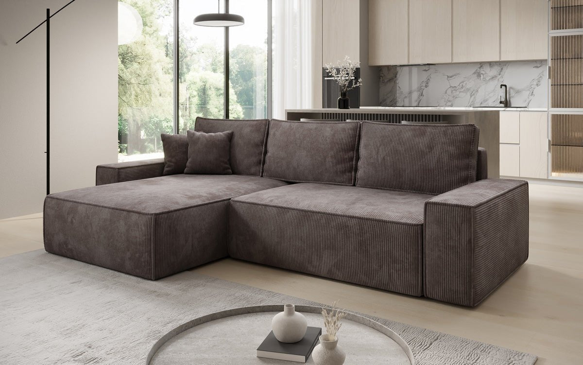 Designer sofa Lunaro with sleep and folding function in Corduroy