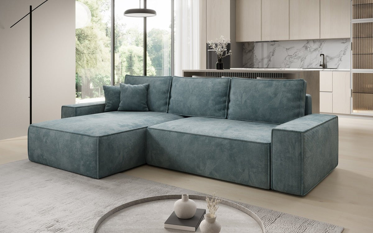 Designer sofa Lunaro with sleep and folding function in Corduroy