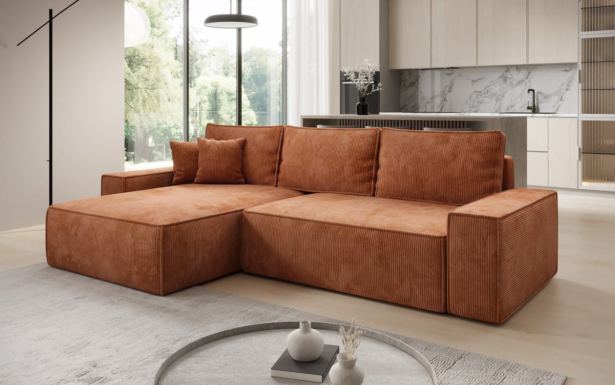 Designer sofa Lunaro with sleep and folding function in Corduroy
