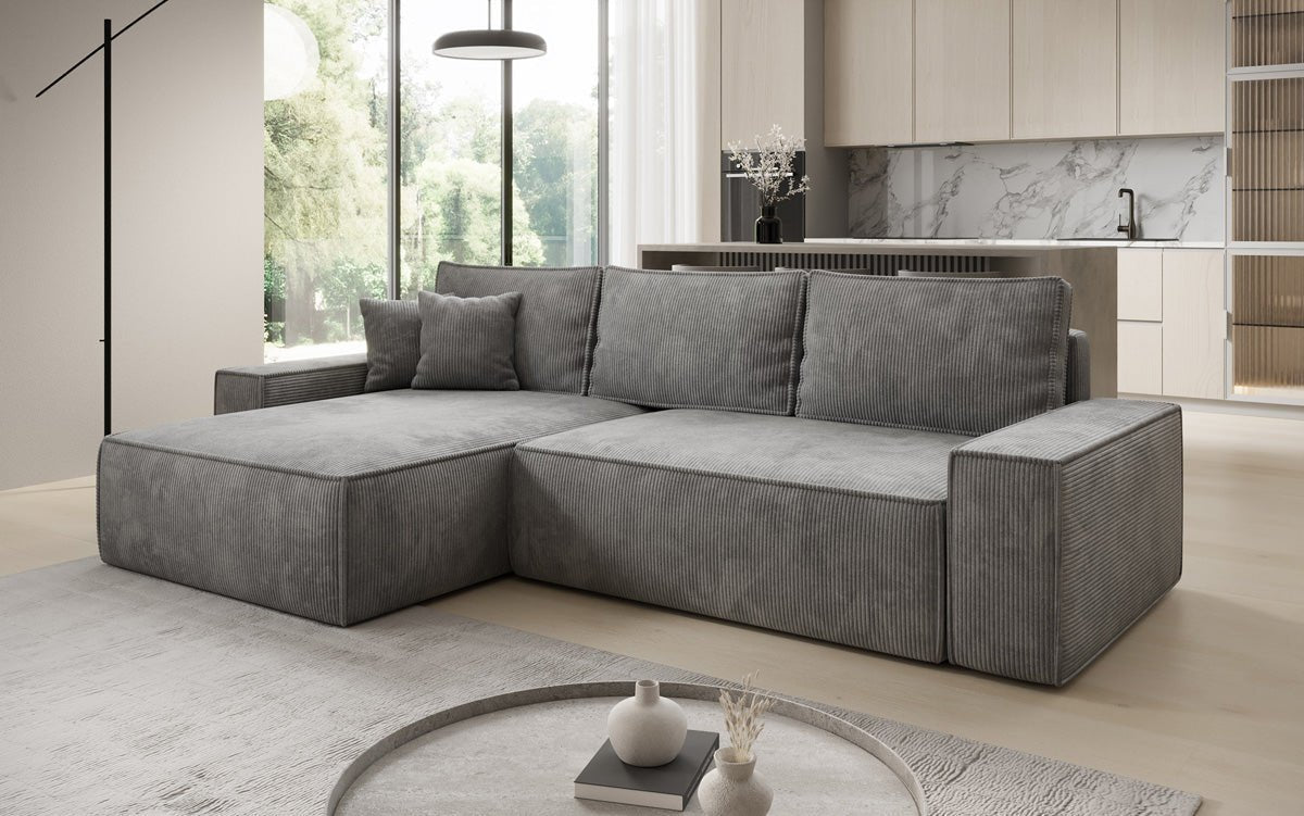 Designer sofa Lunaro with sleep and folding function in Corduroy