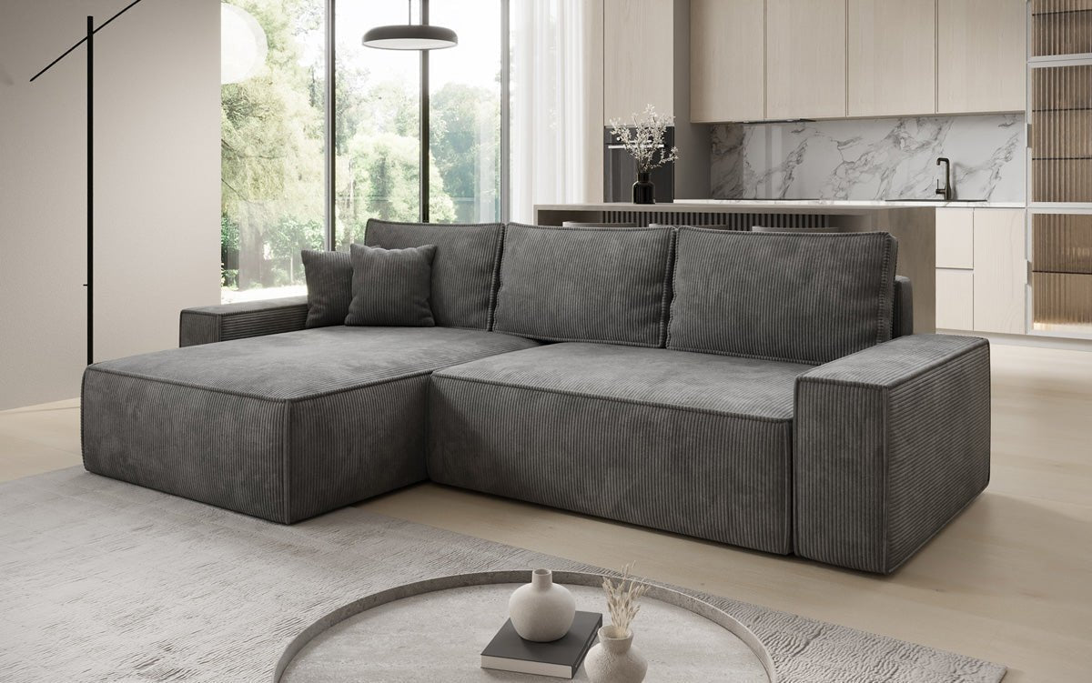 Designer sofa Lunaro with sleep and folding function in Corduroy