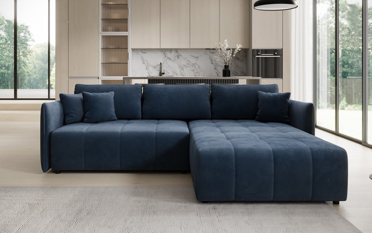 Designer sofa Velaro L with sleeping and folding function in velvet