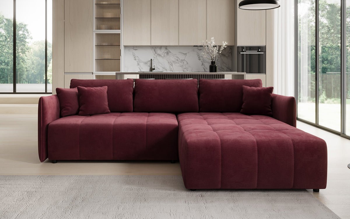 Designer sofa Velaro L with sleeping and folding function in velvet
