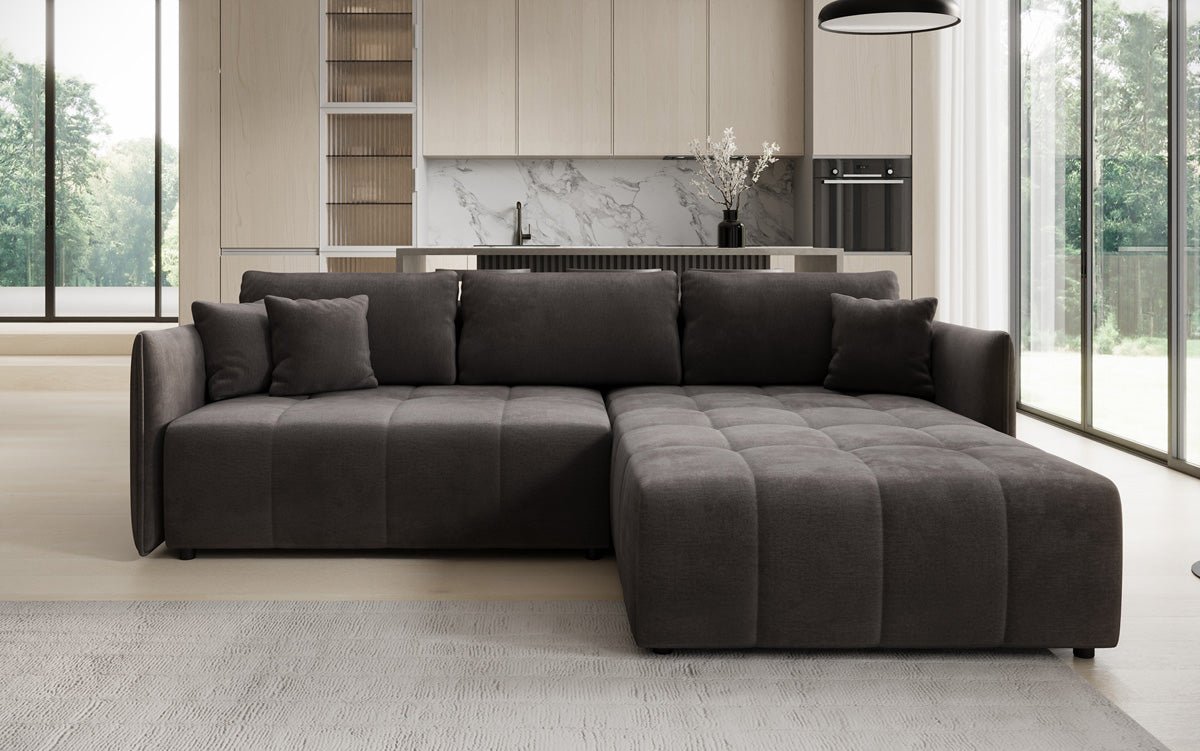 Designer sofa Velaro L with sleeping and folding function in velvet