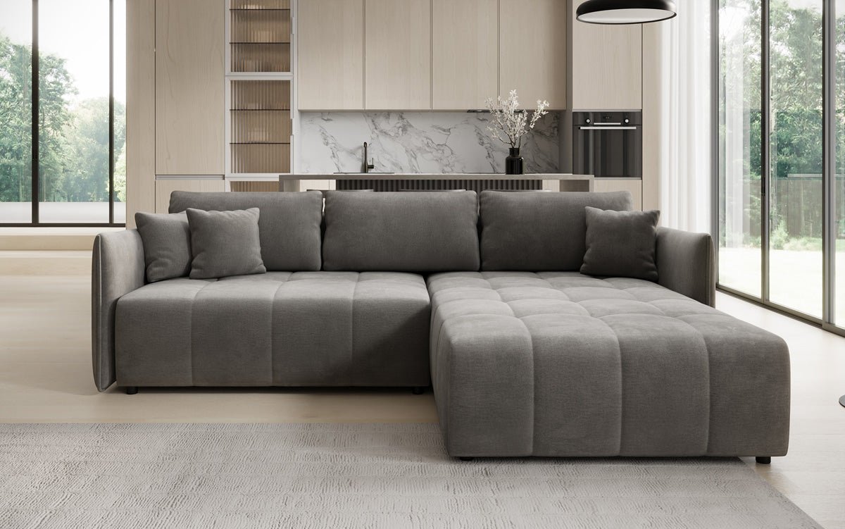 Designer sofa Velaro L with sleeping and folding function in velvet
