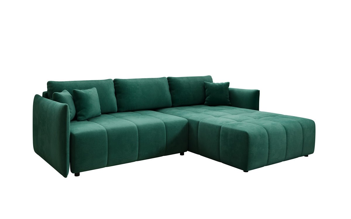 Designer sofa Velaro L with sleeping and folding function in velvet