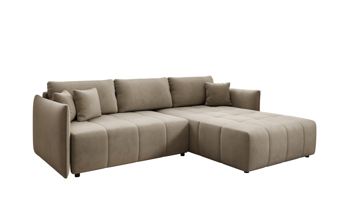 Designer sofa Velaro L with sleeping and folding function in velvet