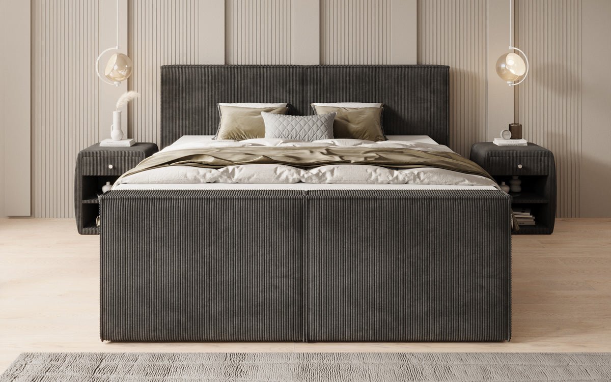 Box spring bed Ophelia II with drawers in Corduroy
