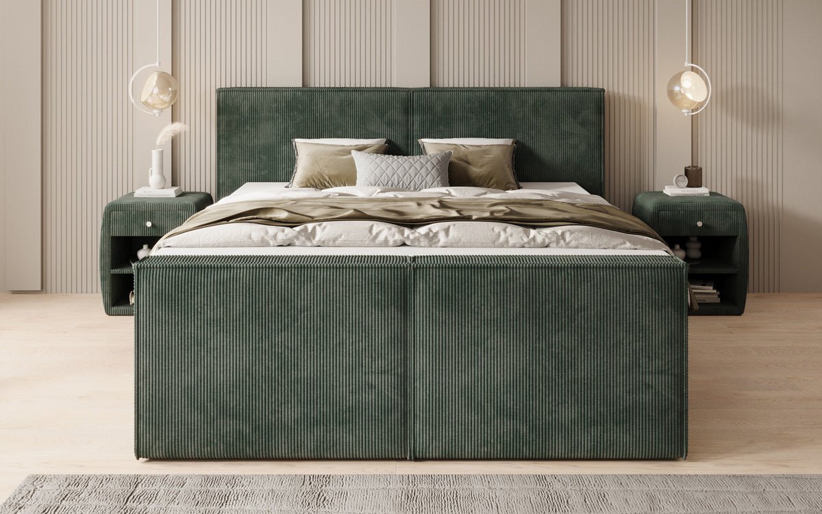 Box spring bed Ophelia II with drawers in Corduroy