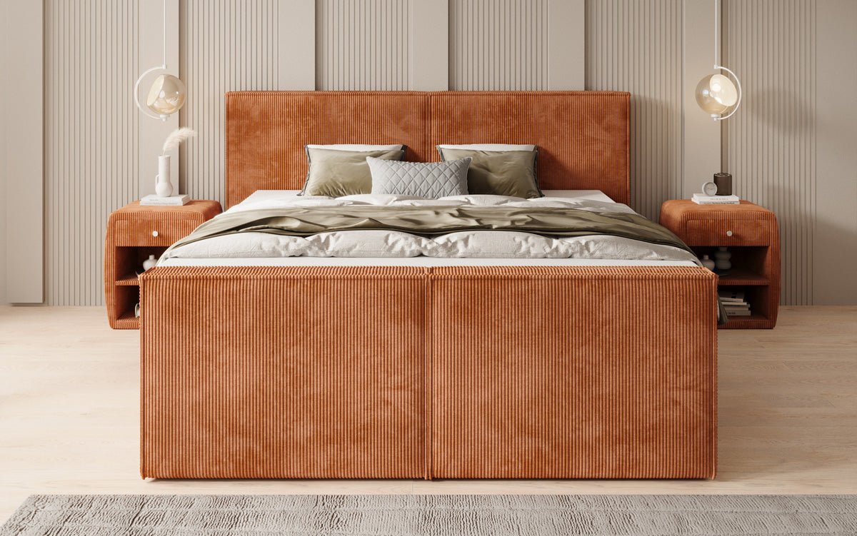Box spring bed Ophelia II with drawers in Corduroy