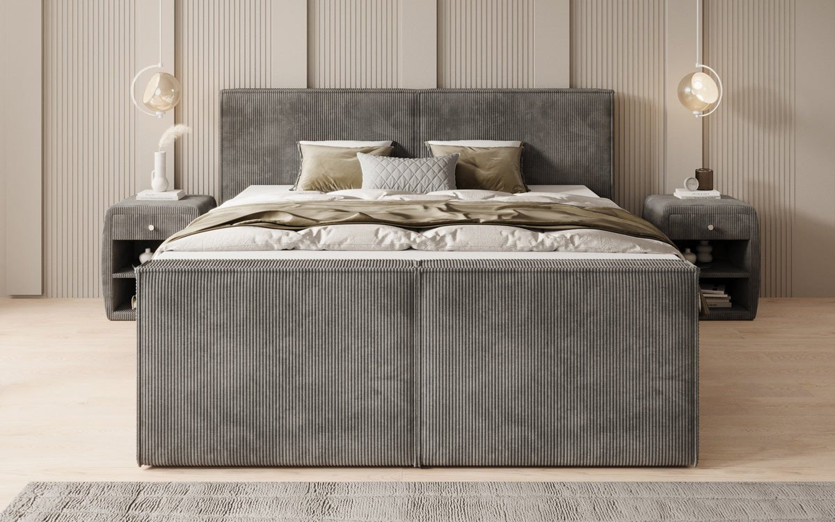 Box spring bed Ophelia II with drawers in Corduroy