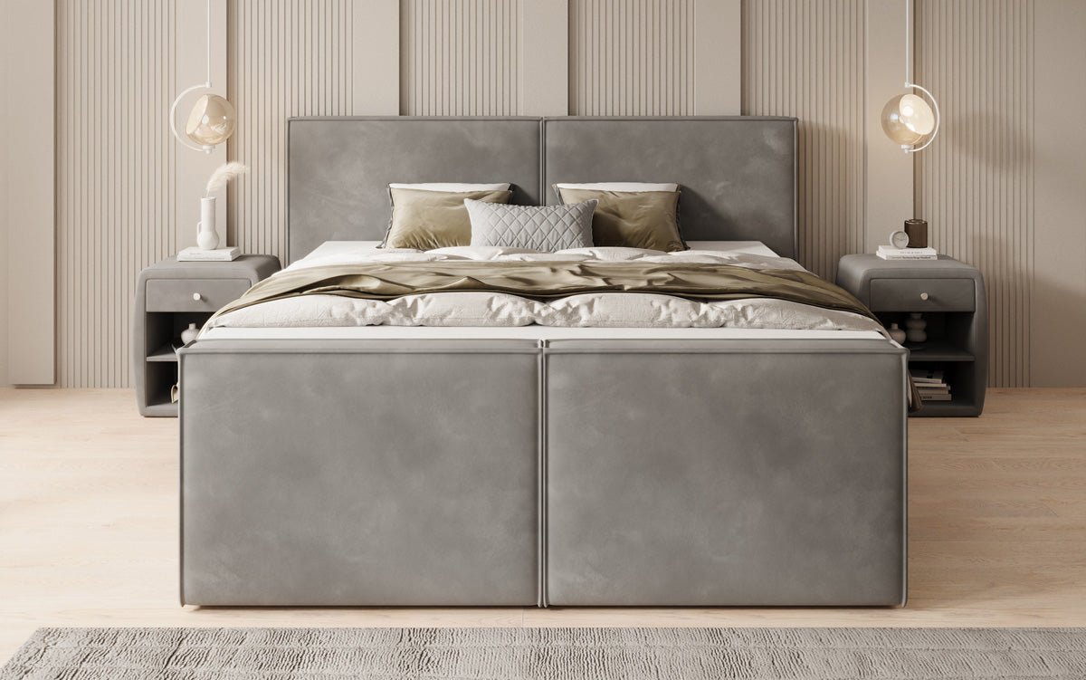 Box spring bed Ophelia II with drawers in velvet