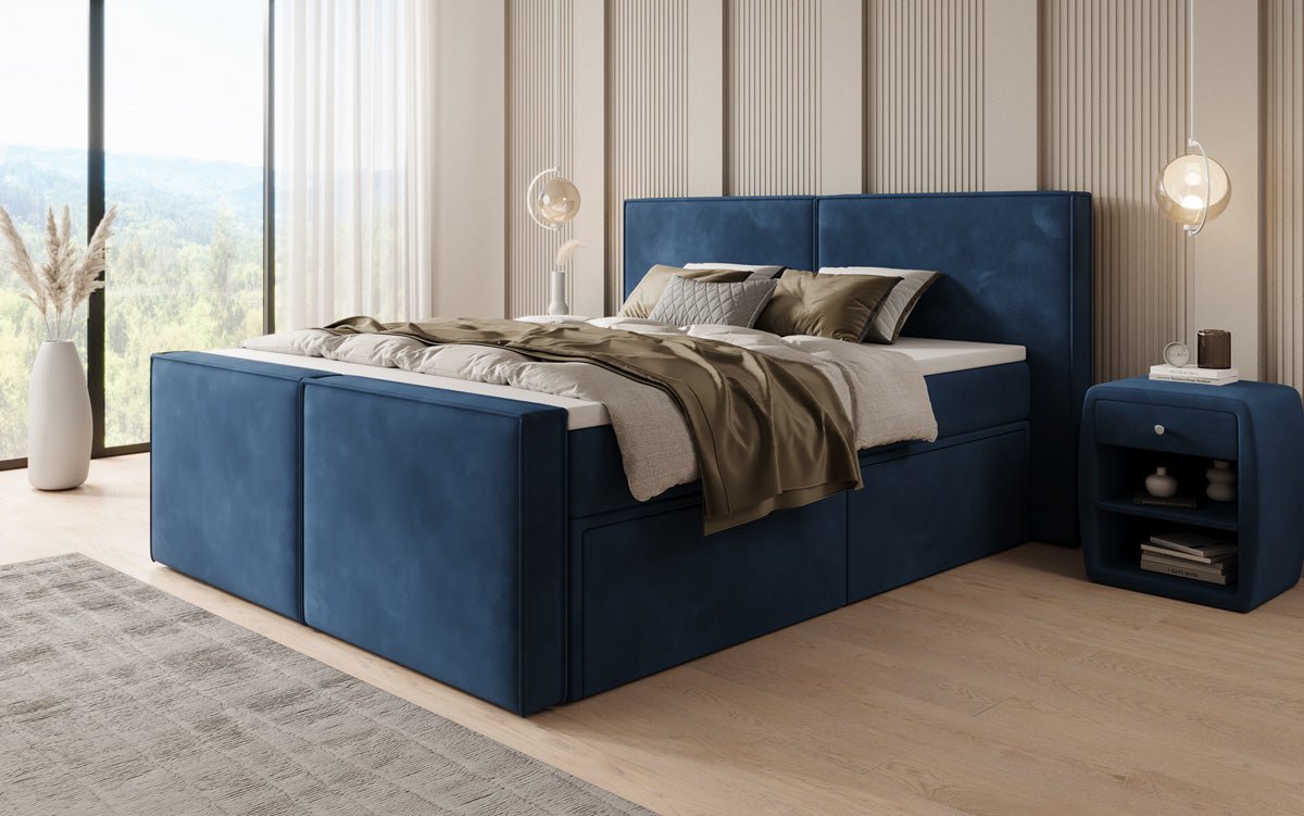 Box spring bed Ophelia II with drawers in velvet