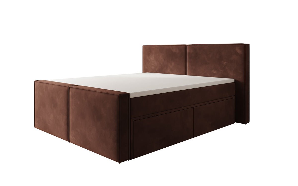 Box spring bed Ophelia II with drawers in velvet