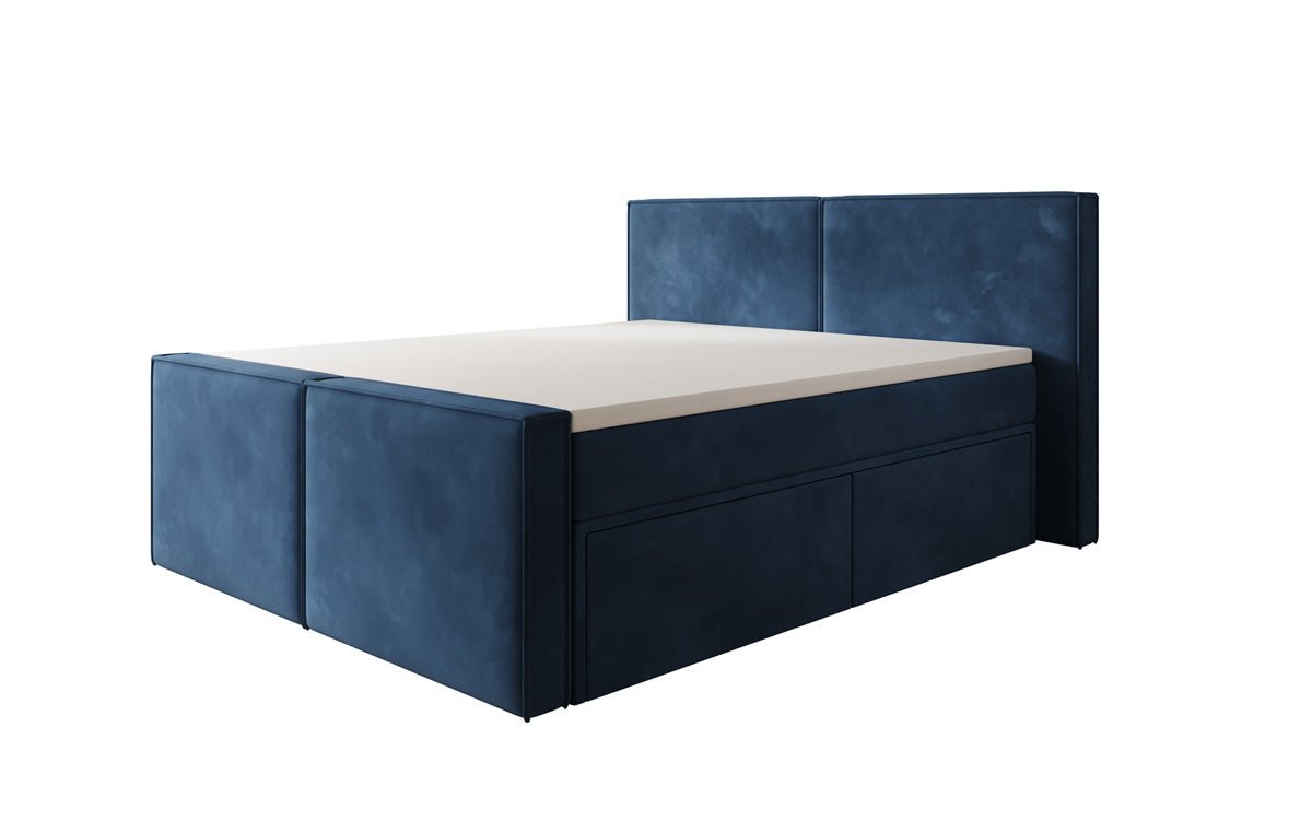 Box spring bed Ophelia II with drawers in velvet