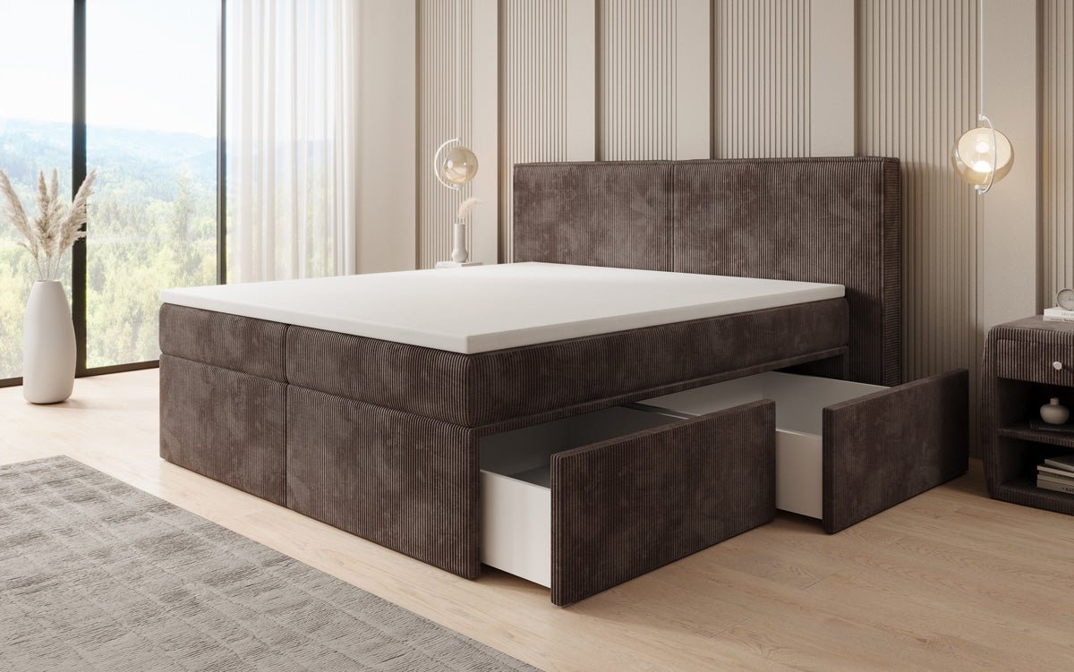 Boxspringbett Ophelia mit Schubladen in Cord