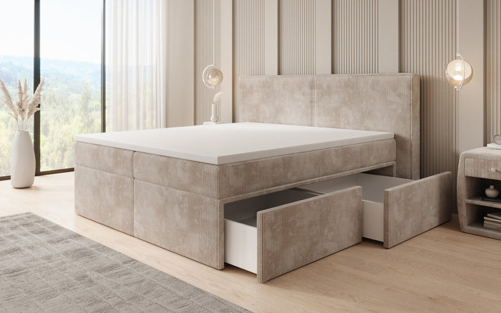 Boxspringbett Ophelia mit Schubladen in Cord