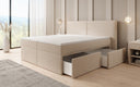 Box spring bed Ophelia with drawers in teddy bouclé