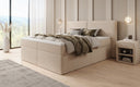 Box spring bed Ophelia with drawers in teddy bouclé