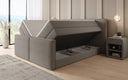 Box spring bed Ophelia II with lift-up storage in teddy bouclé
