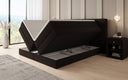 Box spring bed Ophelia with lift-up storage in teddy bouclé