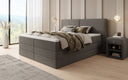 Box spring bed Ophelia with lift-up storage in teddy bouclé