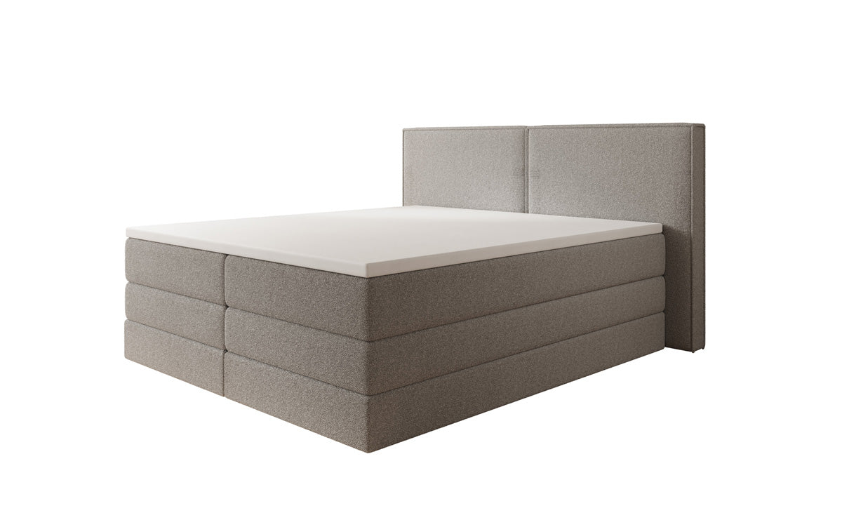 Box spring bed Ophelia with lift-up storage in teddy bouclé