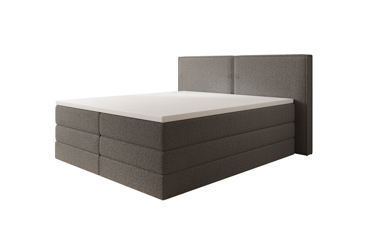 Box spring bed Ophelia with lift-up storage in teddy bouclé