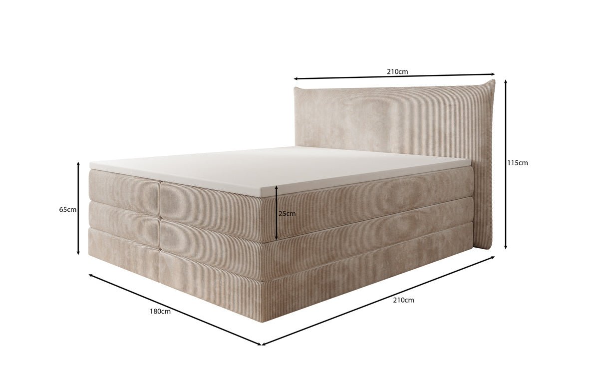Box spring bed Liana with lift-up storage in Corduroy