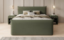 Box spring bed Liana II with lift-up storage in teddy bouclé