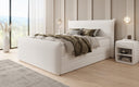 Box spring bed Liana II with lift-up storage in teddy bouclé