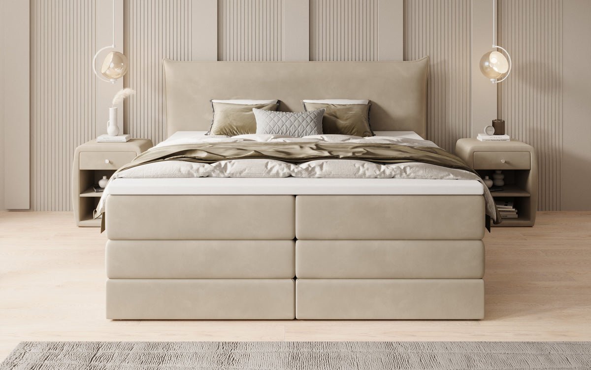 Box spring bed Liana with lift-up storage in velvet