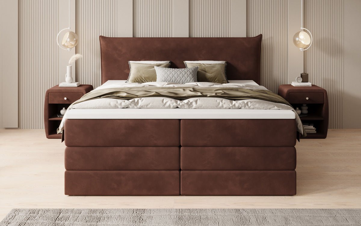Box spring bed Liana with lift-up storage in velvet
