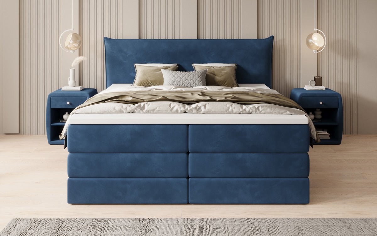 Box spring bed Liana with lift-up storage in velvet