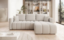 Designer Ecksofa Beatrice mit Schlaf- und Klappfunktion in Bouclé
