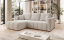 Designer Ecksofa Beatrice mit Schlaf- und Klappfunktion in Bouclé