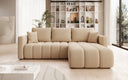 Designer Ecksofa Beatrice mit Schlaf- und Klappfunktion in Bouclé