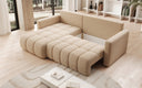 Designer Ecksofa Beatrice mit Schlaf- und Klappfunktion in Bouclé