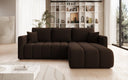 Designer Ecksofa Beatrice mit Schlaf- und Klappfunktion in Bouclé