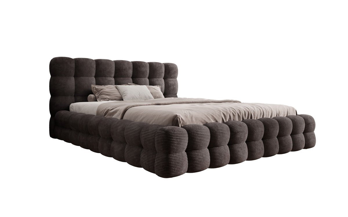 Designer Upholstered Bed Calimo in Corduroy with Storage Space