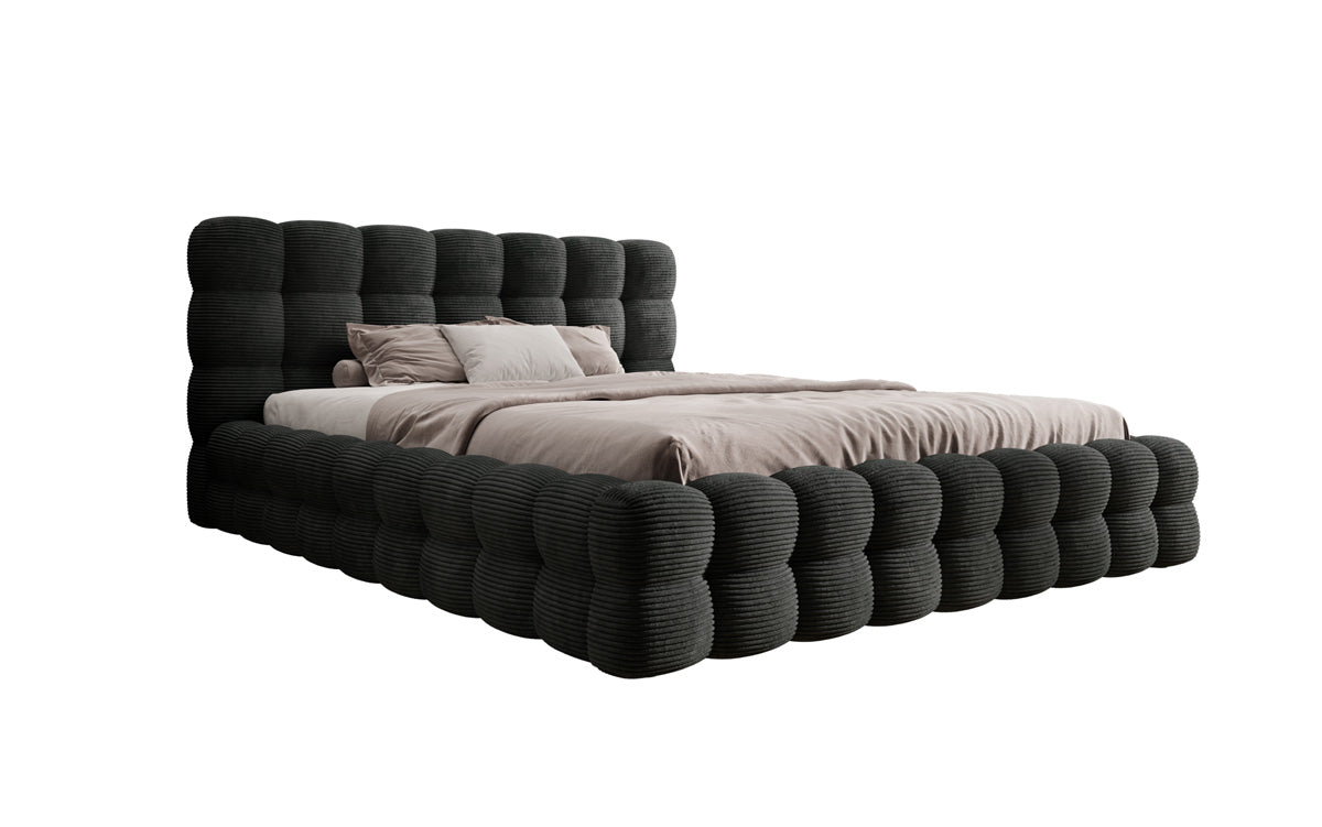 Designer Upholstered Bed Calimo in Corduroy with Storage Space