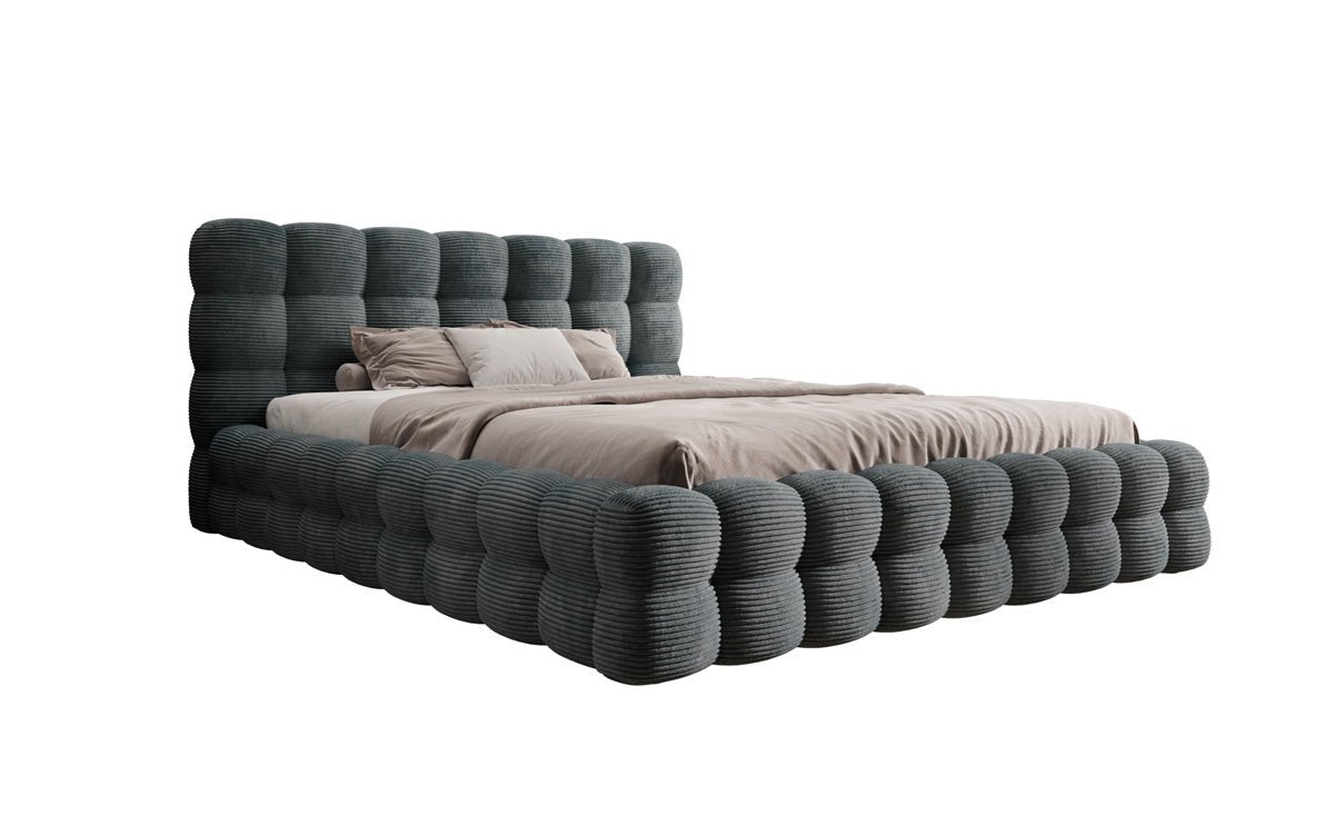Designer Upholstered Bed Calimo in Corduroy with Storage Space