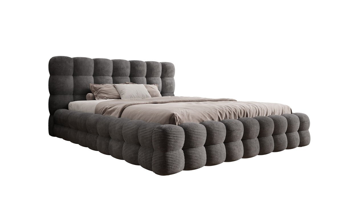 Designer Upholstered Bed Calimo in Corduroy with Storage Space
