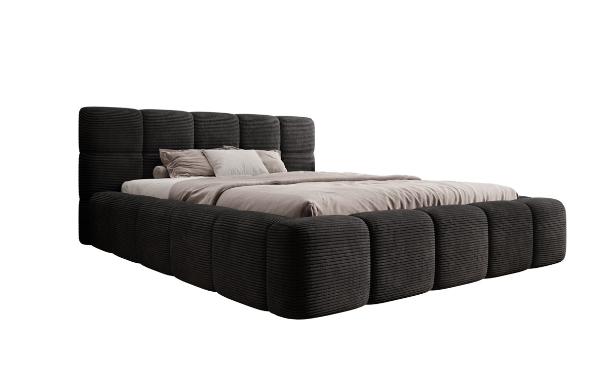 Designer Polsterbett Nox in Cord mit Stauraum