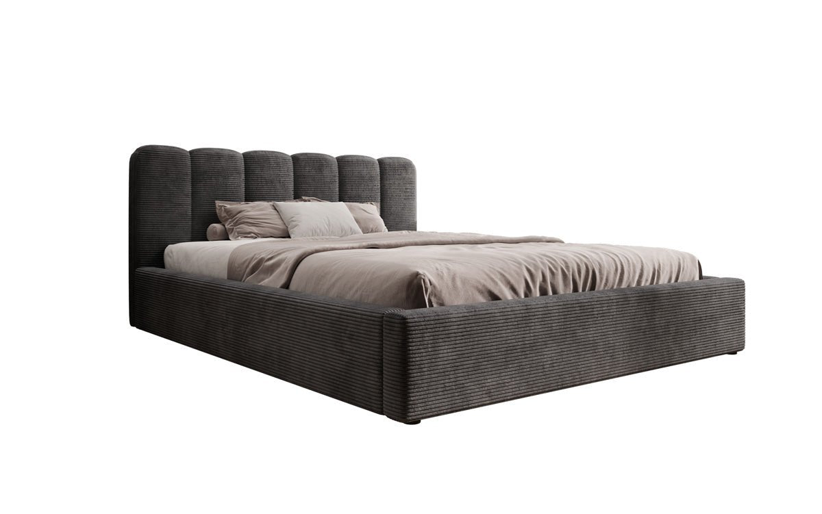 Designer Polsterbett Nerra in Cord mit Stauraum