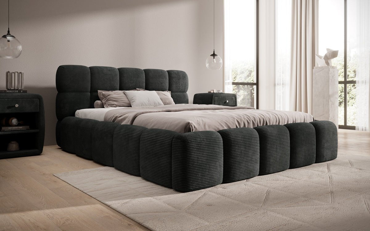 Designer Polsterbett Noeva in Cord mit Stauraum