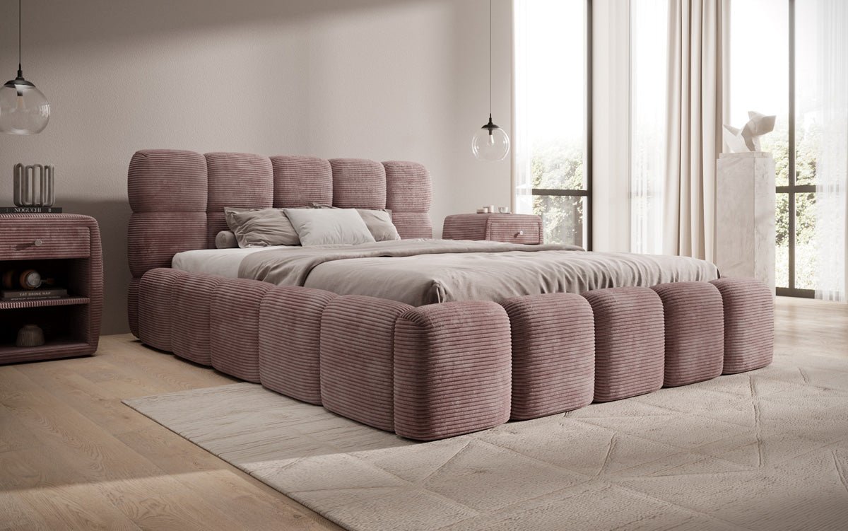 Designer Polsterbett Noeva in Cord mit Stauraum