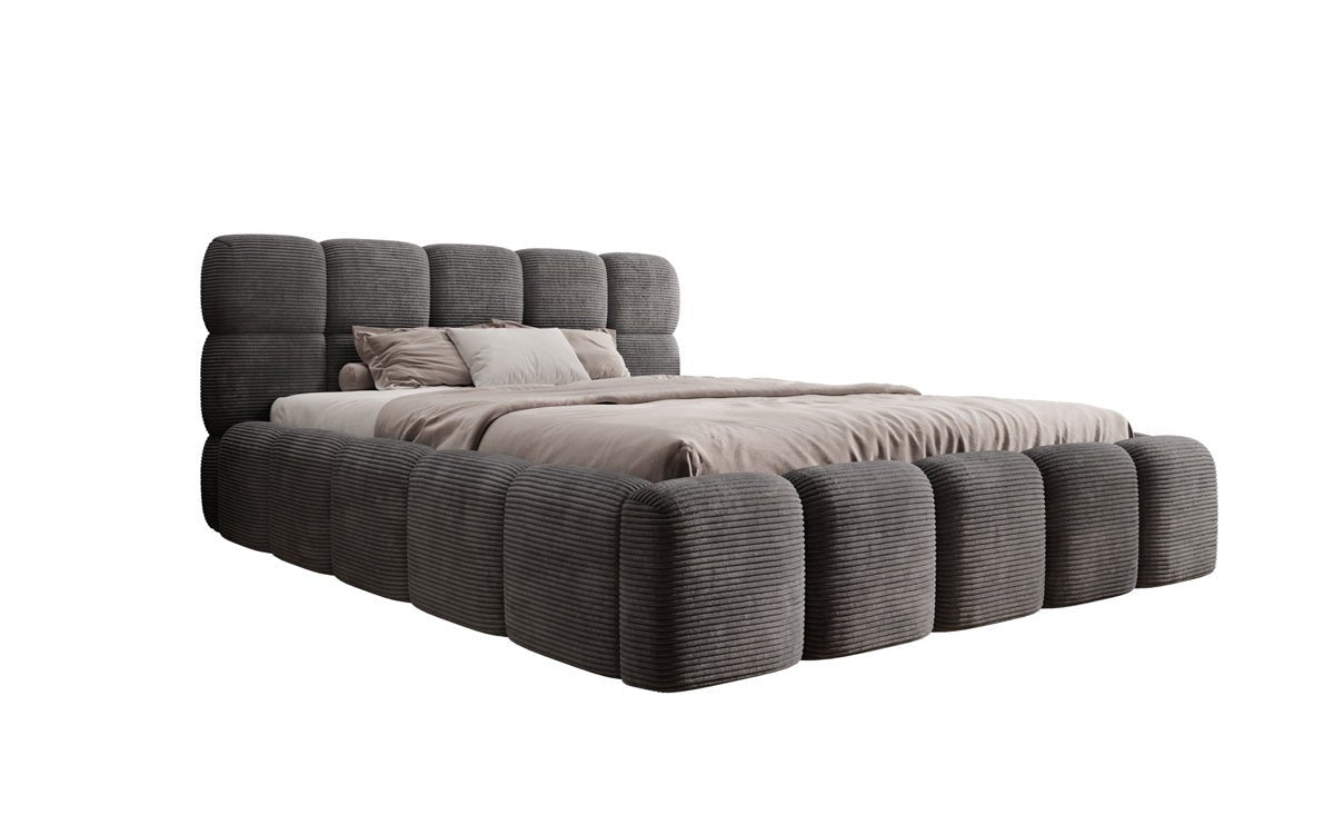 Designer Polsterbett Noeva in Cord mit Stauraum